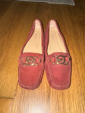 Michael Kors Women's Red Suede MK Logo Loafers